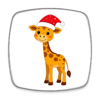 Girafe avec chapeau de Père Noël adapté pour Noël - Magnet carré - blanc - Devant