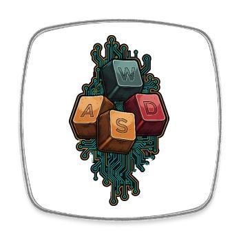 WASD - Things That Move Me - Funny Gamer - Square fridge magnet - white - Front