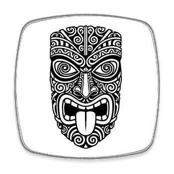 Masque tribal – Symbole mystique - Magnet carré - blanc - Devant