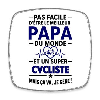 Herz + Radfahren – Super Papa Radfahrer - Viereckiger Kühlschrankmagnet - Weiß - Vorne