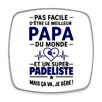 Heart + Padel – Super Dad Padel Player - Square fridge magnet - white - Front