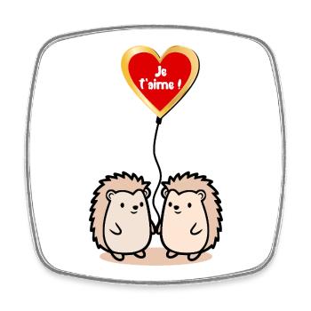 I Love You Igel Luftballons - Viereckiger Kühlschrankmagnet - Weiß - Vorne
