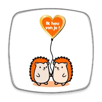 Ich liebe euch, Igel - Viereckiger Kühlschrankmagnet - Weiß - Vorne