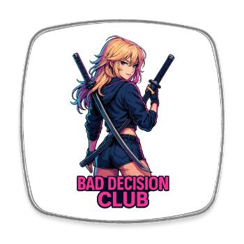 Bad Decision Club Samurai Edition - Viereckiger Kühlschrankmagnet - Weiß - Vorne