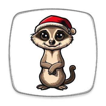 Suricate Noël - Magnet carré - blanc - Devant