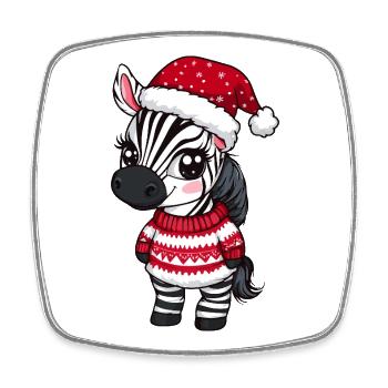 Zebra Weihnachten Xmas - Viereckiger Kühlschrankmagnet - Weiß - Vorne