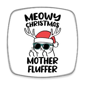 Chattes Mamans Poulettes de Noël Miaulées - Magnet carré - blanc - Devant