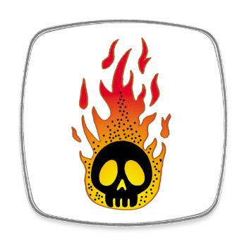 Stylized Flaming Skull - Square fridge magnet - white - Front