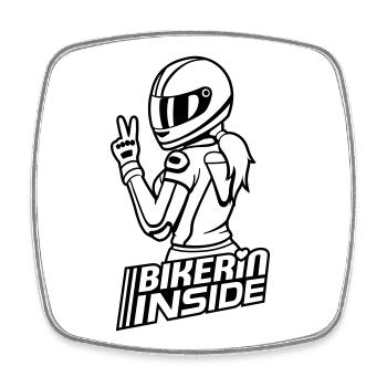 Bikerin inside (Farben änderbar) - Viereckiger Kühlschrankmagnet - Weiß - Vorne