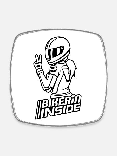 Biker inside (colors can be changed) - Square fridge magnet - white