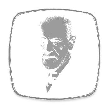 Portrait d’icône psychanalytique du Dr Freud - Magnet carré - blanc - Devant