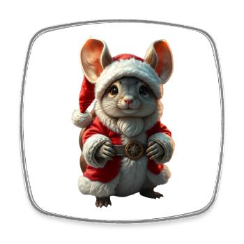 Christmas bunny in Santa outfit - Square fridge magnet - white - Front