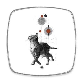 Mystical cat in the geometry universe - Square fridge magnet - white - Front