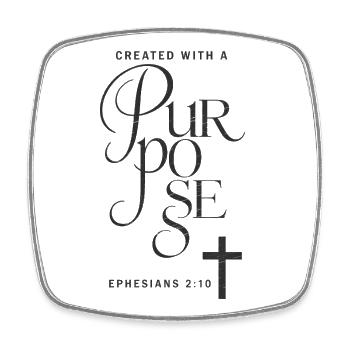 Purposeful Faith Cross - Square fridge magnet - white - Front