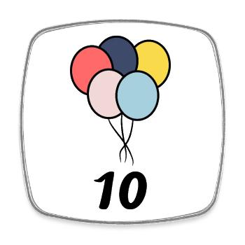 10. 10 ANS. 10e ANNIVERSAIRE. ANNIVERSAIRE 10 ANS. - Magnet carré - blanc - Devant