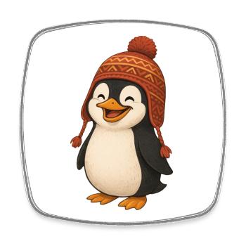 Dessin animé drôle de manchot Chapeau du Pérou joie mignonne - Magnet carré - blanc - Devant