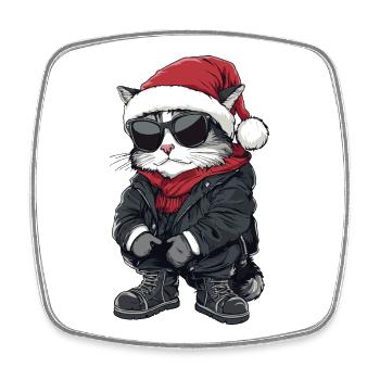Cat Christmas Winter - Square fridge magnet - white - Front