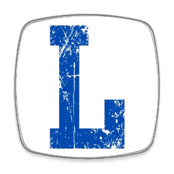 Letter L Sport Retro - Viereckiger Kühlschrankmagnet - Weiß - Vorne