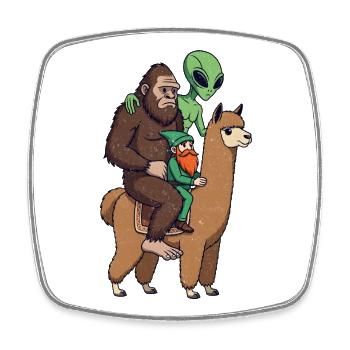 Sasquatch Elf Alien auf Lama - Viereckiger Kühlschrankmagnet - Weiß - Vorne