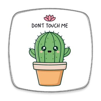 Cactus kawaii Ne Pas Toucher - Magnet carré - blanc - Devant