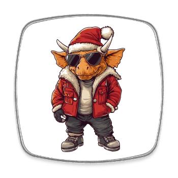 Dinosaurier triceratops Weihnachten Winter - Viereckiger Kühlschrankmagnet - Weiß - Vorne