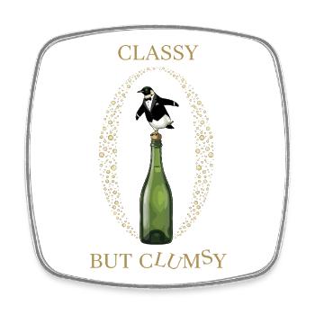 Classy Clumsy Pinguin - Viereckiger Kühlschrankmagnet - Weiß - Vorne