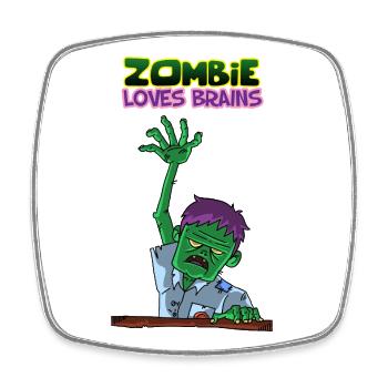 Zombie aime le cerveau Horreur drôle de monstre mort-vivant - Magnet carré - blanc - Devant