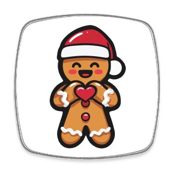Kawaii Lebkuchenmann Herz Weihnachten - Viereckiger Kühlschrankmagnet - Weiß - Vorne