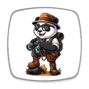 Drôle d’aventure de camping de randonnée Panda Explorer - Magnet carré - blanc - Devant