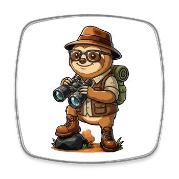 Drôle d’aventure de camping de randonnée exploratrice paresseuse - Magnet carré - blanc - Devant