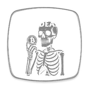 Bitcoin Is Dead Skeleton - Square fridge magnet - white - Front