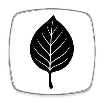 Black Leaf Line Style - Square fridge magnet - white - Front