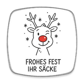 Frohes Fest ihr Säcke Rentier Rudolph - Viereckiger Kühlschrankmagnet - Weiß - Vorne