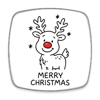 Renne Rudolph Joyeux Noël doux - Magnet carré - blanc - Devant