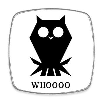 Owl "Whoooo" – Funny Animal Design - Square fridge magnet - white - Front