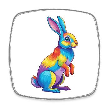 Colorful Rabbit Rainbow Pop Art Watercolor - Square fridge magnet - white - Front