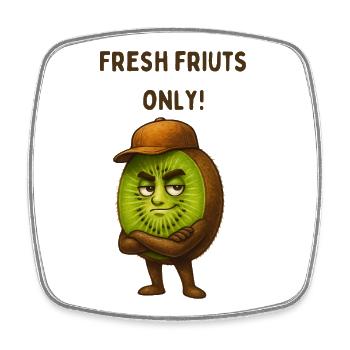 Kiwi avec chapeau : Fruits frais - Magnet carré - blanc - Devant