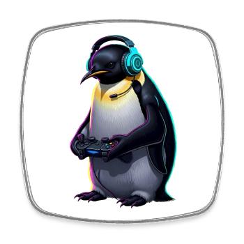 Penguin Games Animal Video Games Funny Penguin - Square fridge magnet - white - Front