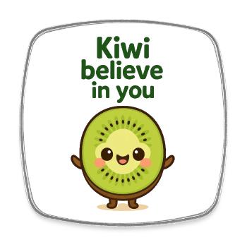 Kiwi glaubt an dich - Viereckiger Kühlschrankmagnet - Weiß - Vorne