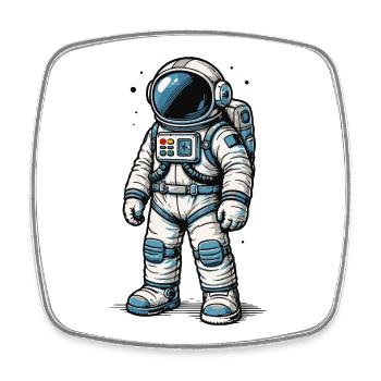 Detailreicher Comic Astronaut im offenen Weltraum - Viereckiger Kühlschrankmagnet - Weiß - Vorne