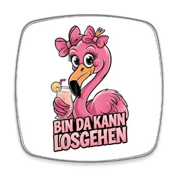 Bin da Flamingo Cocktail Party Motiv - Viereckiger Kühlschrankmagnet - Weiß - Vorne