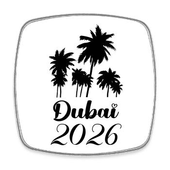 Dubai 2026 - Viereckiger Kühlschrankmagnet - Weiß - Vorne