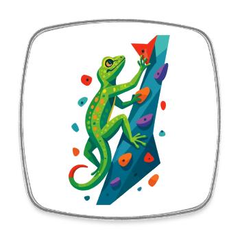 Cadeau de lézard grimpeur de gecko escaladeur de bloc - Magnet carré - blanc - Devant