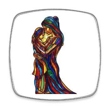 Mother and child stained glass - Square fridge magnet - white - Front