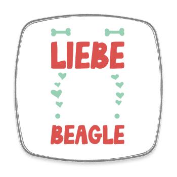 J’aime mon cœur de patte de beagle - Magnet carré - blanc - Devant