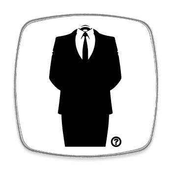 Anon Suit Hacker Mask Shirt - Square fridge magnet - white - Front