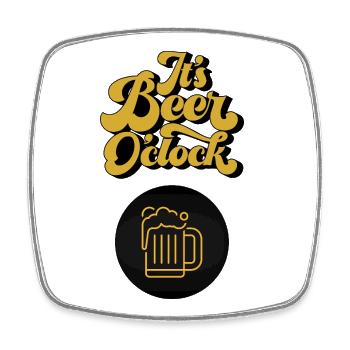 Its Beer O’Clock. Prost, Beer Lover, Bierliebhaber - Viereckiger Kühlschrankmagnet - Weiß - Vorne
