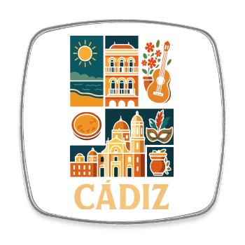 Cadix Mosaïque Côte et Musique - Magnet carré - blanc - Devant