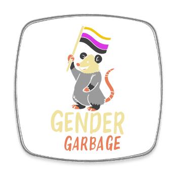 Gender Is Garbage Pride Opossum Design - Viereckiger Kühlschrankmagnet - Weiß - Vorne