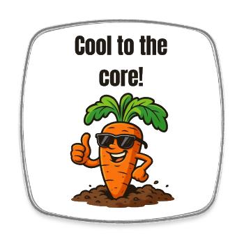 Cool to the core: Carrot with style - Square fridge magnet - white - Front